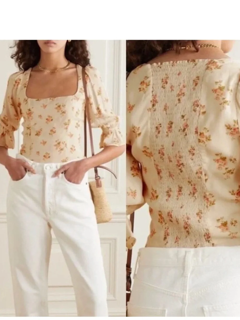 Reformation Ana Ruffled Floral Blouse in Mildred size 6 $148